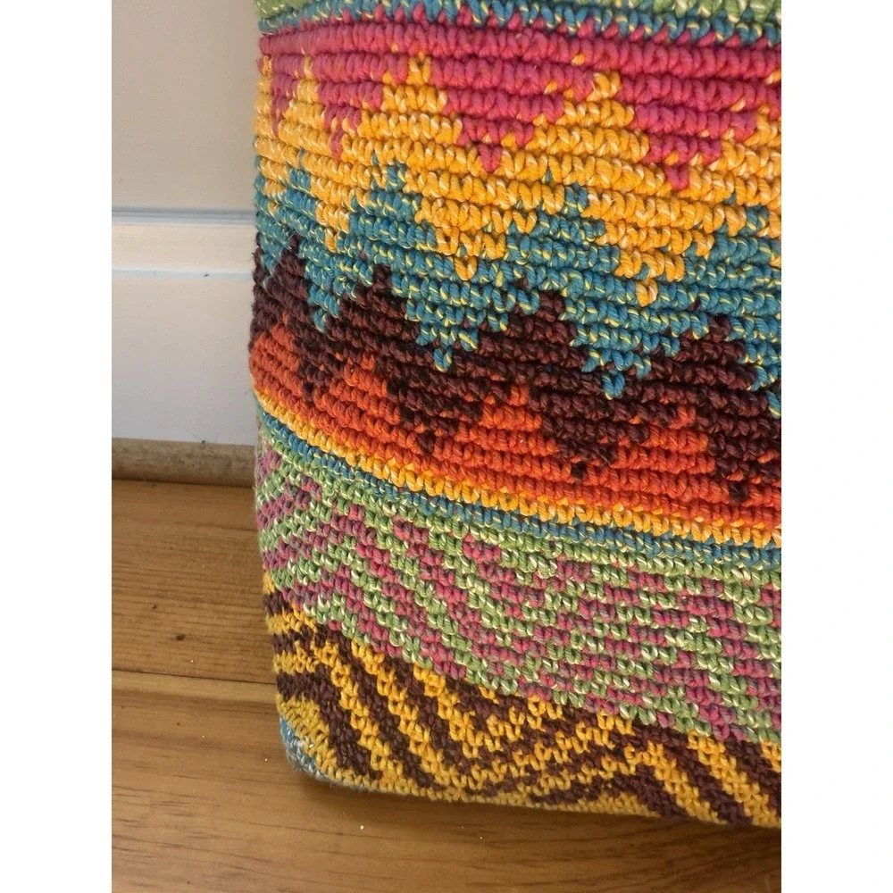 Bamboo Trading Co. Boho Weekender Bag Handmade Guatemala Handwoven Leather Strap
